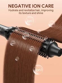 JMMO Thermal Brush Curling Brush, Blowout Heated Round Volumizer, Hair Straightener & Curler & Comb 3 In 3, Negative Ion For Smoother, LCD Display-EU Plug