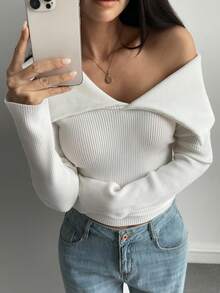 Livesso Sweater Wanita Lengan Panjang Kerah Tinggi Model Slim Fit Warna Polos, Cocok untuk Sekolah Musim Gugur/Dingin - Putih - View 6