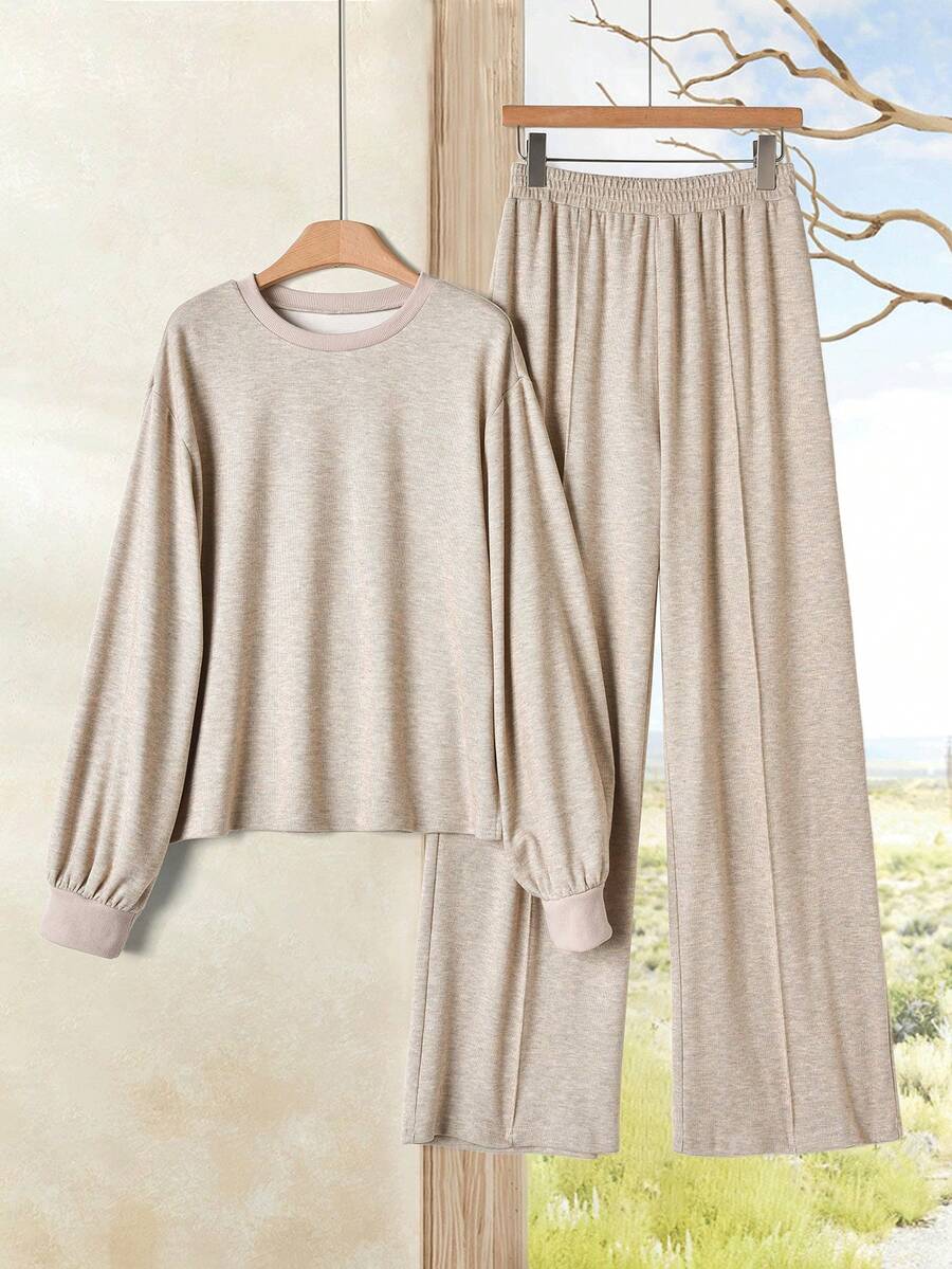 Rusticease Women's Casual Commuter Solid Color Top And Pants 2 Pieces Set Winter Two Piece Set Women Comfy Long Sleeve Sets Elegant Women's Sets - Multicolor - View 1