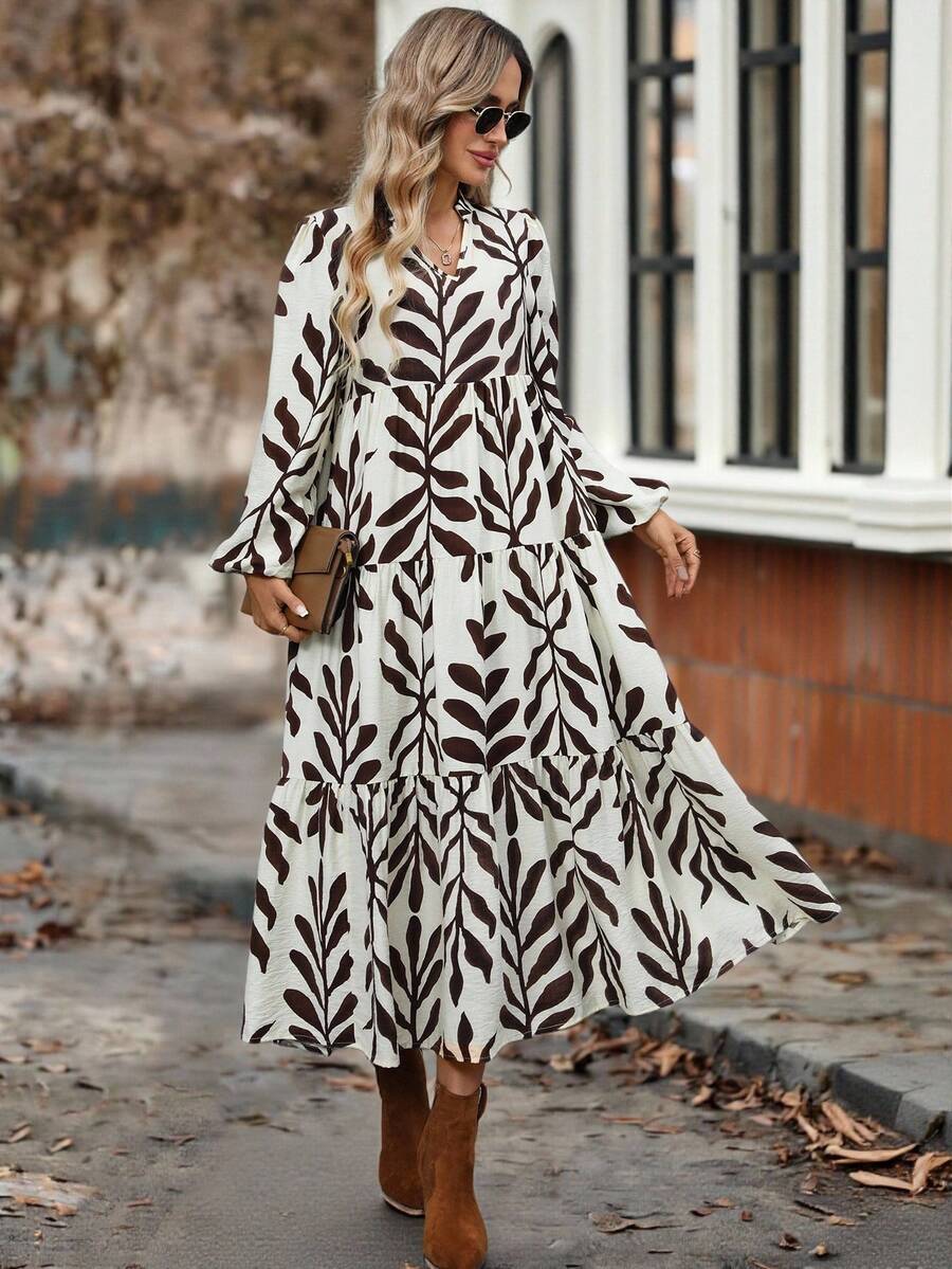 EMERY ROSE Women's Casual Commuter Plant Print Dress - Multicolor - View 1