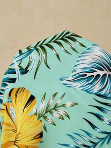Travachic Plus Size Tropical Print Sleeveless Casual Dress - Baby Blue - View 7