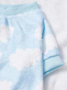 PETSIN 1件白色云朵法兰绒宠物服，厚实保暖的蓝色法兰绒宠物服装 - 藍色 - 查看 9