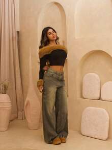 Rayane Ketlyn Áo thun dài tay hở vai cổ bẻ, thời trang và thanh lịch, mùa thu/đông - Nhiều màu - Xem 6