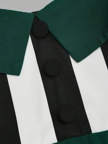 Sweetra 大码女式复古前卫学院街头时尚数码印花朋克暗黑小丑魔术师黑白条纹撞色纯色舞台夜店主题派对酒吧长袖连衣裙，适合万圣节、返校季假期、情人节派对、姐妹聚会、正式晚宴、鸡尾酒会、圣诞节、沙特国庆节等场合。 - 彩色 - 查看 7