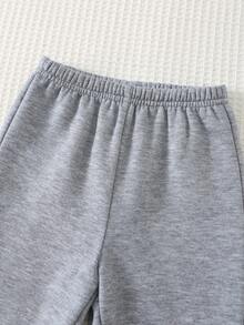 Cozy Pixies 2件套男婴卡通狐狸领结图案针织柔软圆领长袖套头衫和松紧腰裤套装 - 橘色 - 查看 3