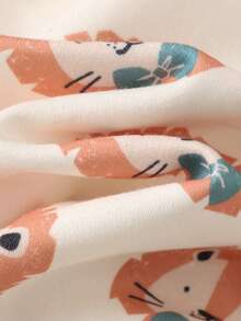 Cozy Pixies 2pcs Baby Boy Cartoon Animal Print Knit Soft Crew Neck Long Sleeve Pullover Sweatshirt And Elastic Waist Pants Set