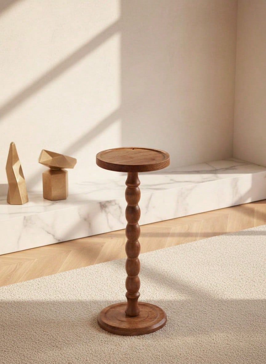 Cirelle طاولة جانبية خشبية دائرية حديثة - طاولة صغ...