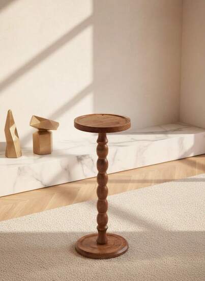 Cirelle New Moderne Round Wooden Side Tafel Versatile Mini Various Spaces, Movable Furniture, Solid Wood Legs, Applicable Living Room, Bedroom, Corner, Office, Bar Counter, Home s, Coffee Corner Bureau (Natural Material) view 5