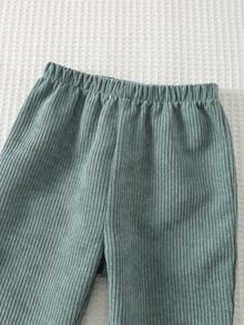 Cozy Pixies 2pcs Baby Boy Cartoon Animal Print Knit Soft Crew Neck Long Sleeve Pullover Sweatshirt And Elastic Waist Pants Set