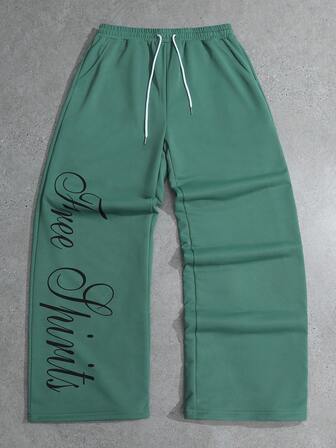 Men's Casual Letter English Graphic Sweatpants, Autumn/Winter