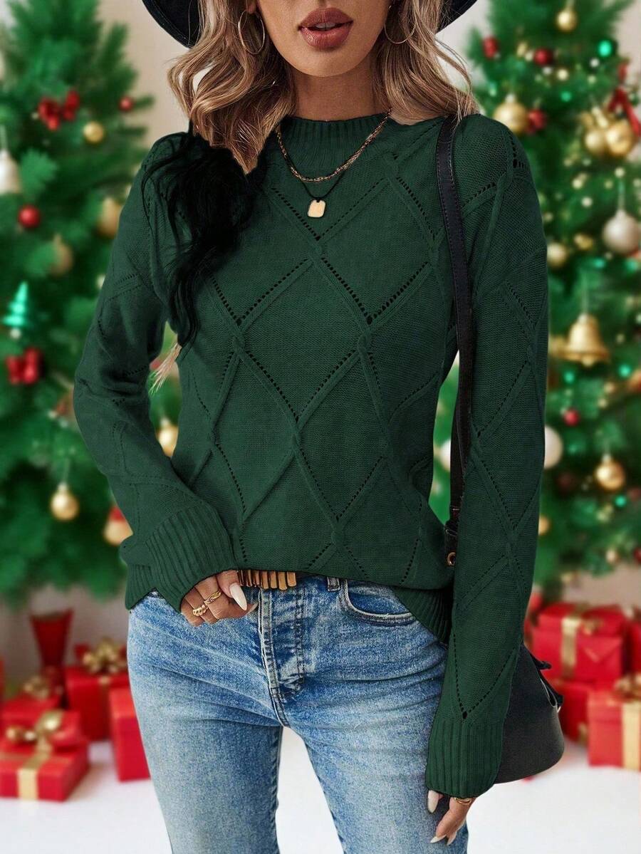 EMERY ROSE Einfarbiger Rundhals Lässig Slim Fit Pullover Langarm Pullover