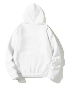 RueChic Men Italy Letter Printed Cottonline Basic Regular Hoodie - White - View 2