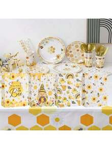 12/24 个装蜜蜂礼品袋 夏季蜜蜂纸质礼品袋 带提手 蜜蜂主题派对礼品袋 蜜蜂糖果袋 生日派对用品 返校季 情人节 - 彩色 - 查看 3