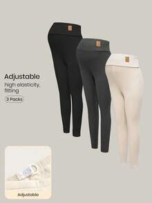 Modmama 秋冬三件套孕妇打底裤孕妇字母刺绣保暖内衬休闲百搭打底裤孕妇保暖打底裤孕妇打底裤冬季孕妇打底裤保暖内衬打底裤