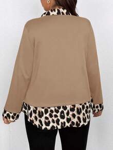 EMERY ROSE Plus Size Women Casual Printed 2 In 1 Shirt - Khaki - View 2