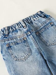 Maija Kids Maija Kids 男童浅蓝色休闲牛仔裤，带口袋 - 淺色水洗藍 - 查看 5