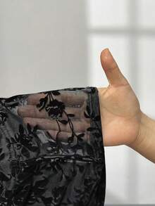 Firerie Áo hai dây lưới họa tiết hoa cỡ lớn ôm vừa vặn gợi cảm dành cho nữ - màu đen - Xem 7