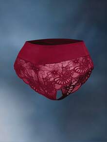 EmpressEnvy 1件加大码纯色蕾丝拼接性感优雅丁字裤