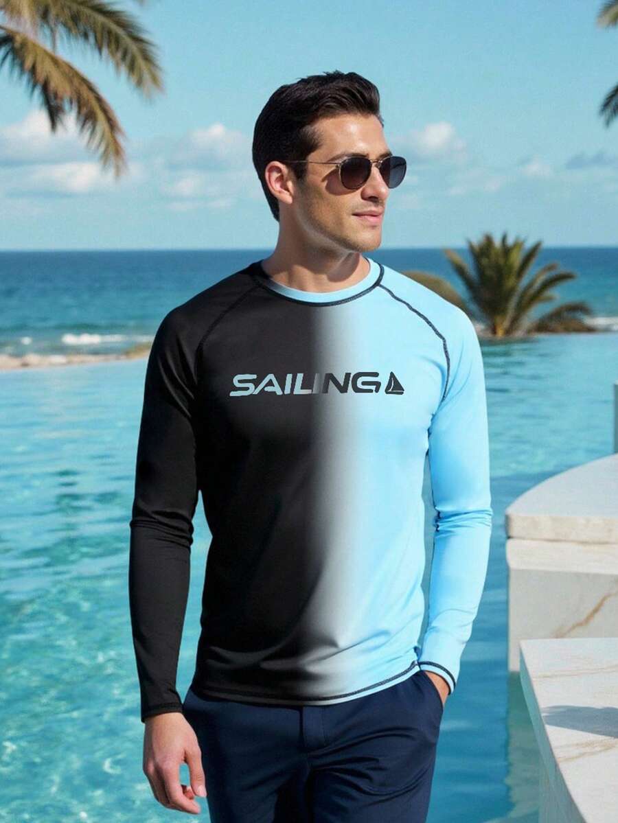 Manfinity VDAYZ 男士字母印花撞色插肩长袖防晒衣