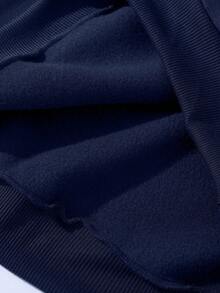 Sparklyn Cozy Fall & Winter Styles Teen Girls Casual Fashion Creative Personalized Fresh Minimalist White Five-Pointed Star Pattern Print Comfortable Sweatshirt - Navy Blue - View 5