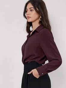 BizChic Áo cánh dài tay ve áo trơn màu dành cho nữ, trang phục công sở thường ngày khi đi làm, trang phục công sở, áo nữ thanh lịch, phù hợp làm trang phục dự tiệc cưới, mùa thu/đông - màu nâu - Xem 7