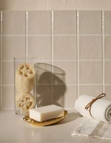 Cirelle 1pc Luxury Light Gold Leaf Electroplated Ceramic Soap Box, Creative Soap Dish For Home, Bathroom Use Ramadan Festival - Multicolor - View 3