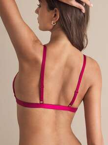 Charlaine 酒红色法式蕾丝性感前扣式聚拢文胸女士内衣 - 酒紅色 - 查看 2