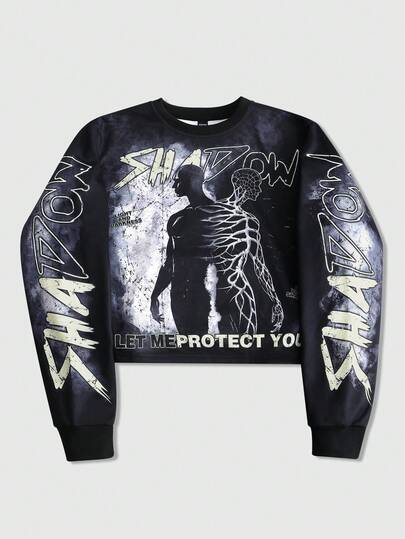 Street Life Felpa uomo alla moda con stampa di figure e lettere, autunnale