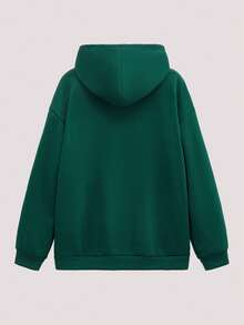 Open Phase 男士波士顿字母印花休闲连帽卫衣，返校季，秋冬季穿搭，日常搭配，男友/老公礼物，春季 - 綠色 - 查看 2