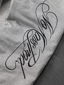 PAVTROS Men's Letter Print Double Layer Drawstring Waist Casual Sweatpants Sweatpants Graphic Sweatpants Grey Flare Sweat Pants Pro Club Sweat Pants - Grey - View 4