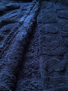 女士纯色蓬松浴袍，冬季 - 藏蓝色 - 查看 3