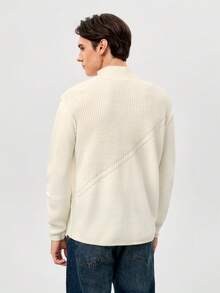 Manfinity CityGents Suéter de punto de manga larga con cuello alto y hombros caídos de unicolor para hombre