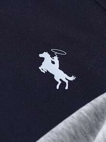 SHEIN Mirajuku 2pcs Boys Casual Solid Raglan Sleeve Sweatshirt, Gray And Navy Blue Knit Crew Neck Tops, Suitable For Outings And Homewear, Simple And Versatile