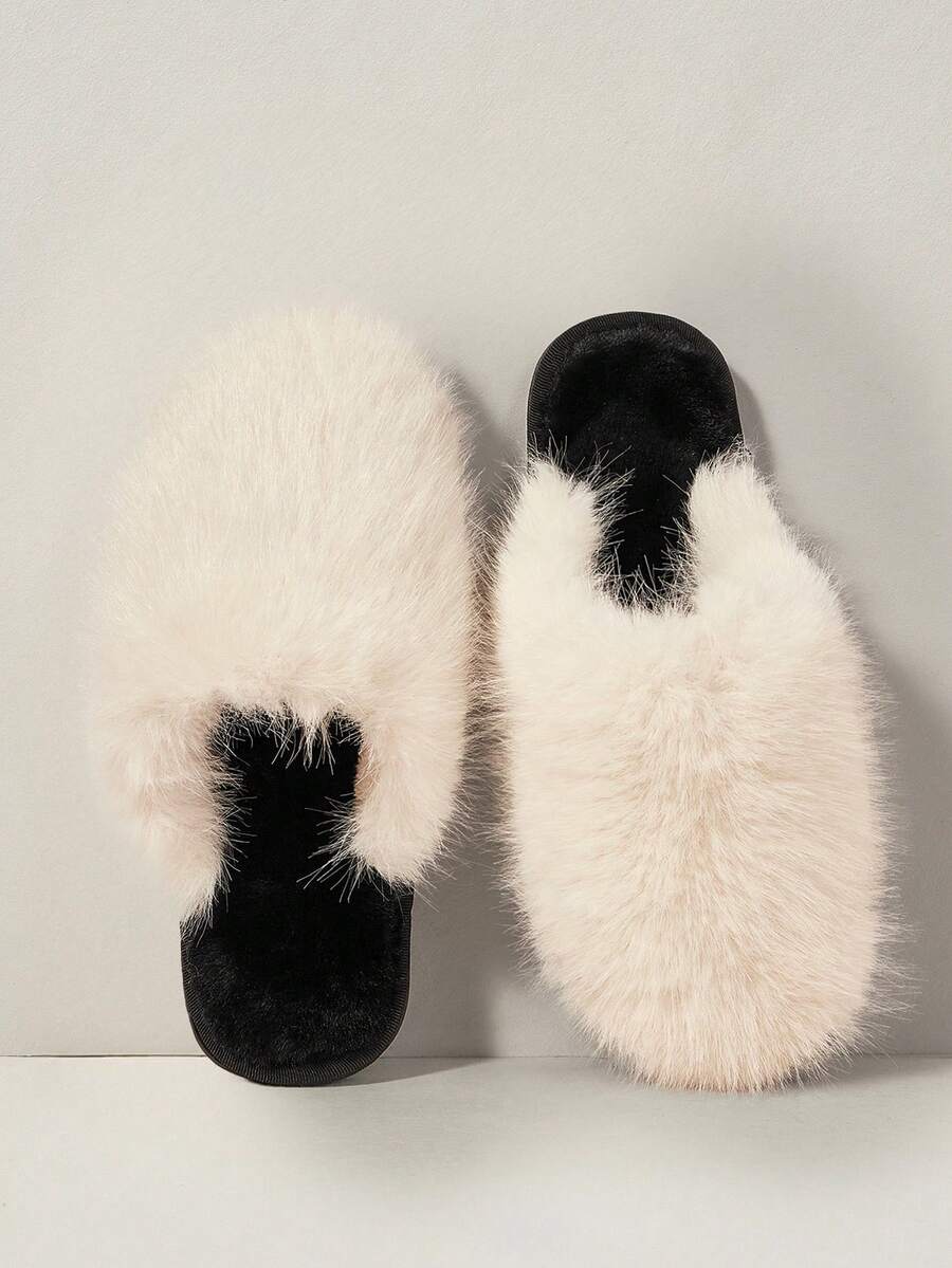 Cuccoo Pantuflas planas y esponjosas para interiores, otoño/invierno - Blanco - Ver 1