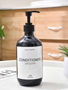 Set Of 3, 16.9oz/500ml Black Refillable Shampoo And Conditioner Dispenser Bottles With Pump And Waterproof Labels, Plastic Shower Bottles For Home, Hotels And Bathrooms Home Bathroom Decor Fall Decor Back To School - Black - View 5