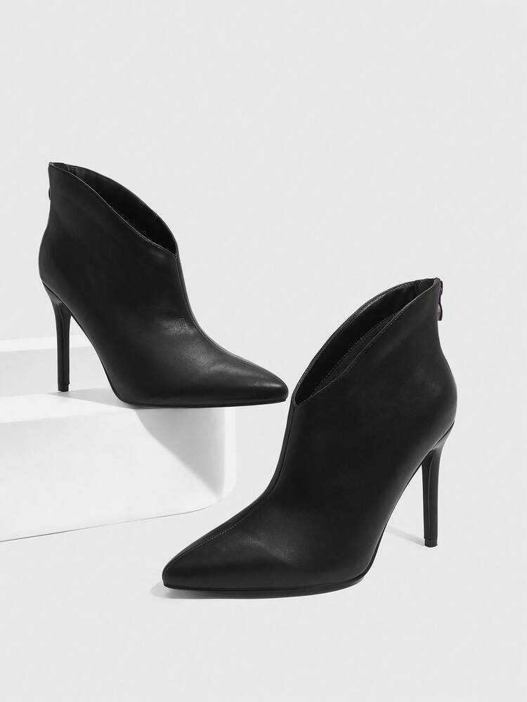 CUCCOO SZL Women's Pointed Toe Stiletto Heel Black Minimalist Sexy Party Ankle Boots For Christmas Spring Shoes