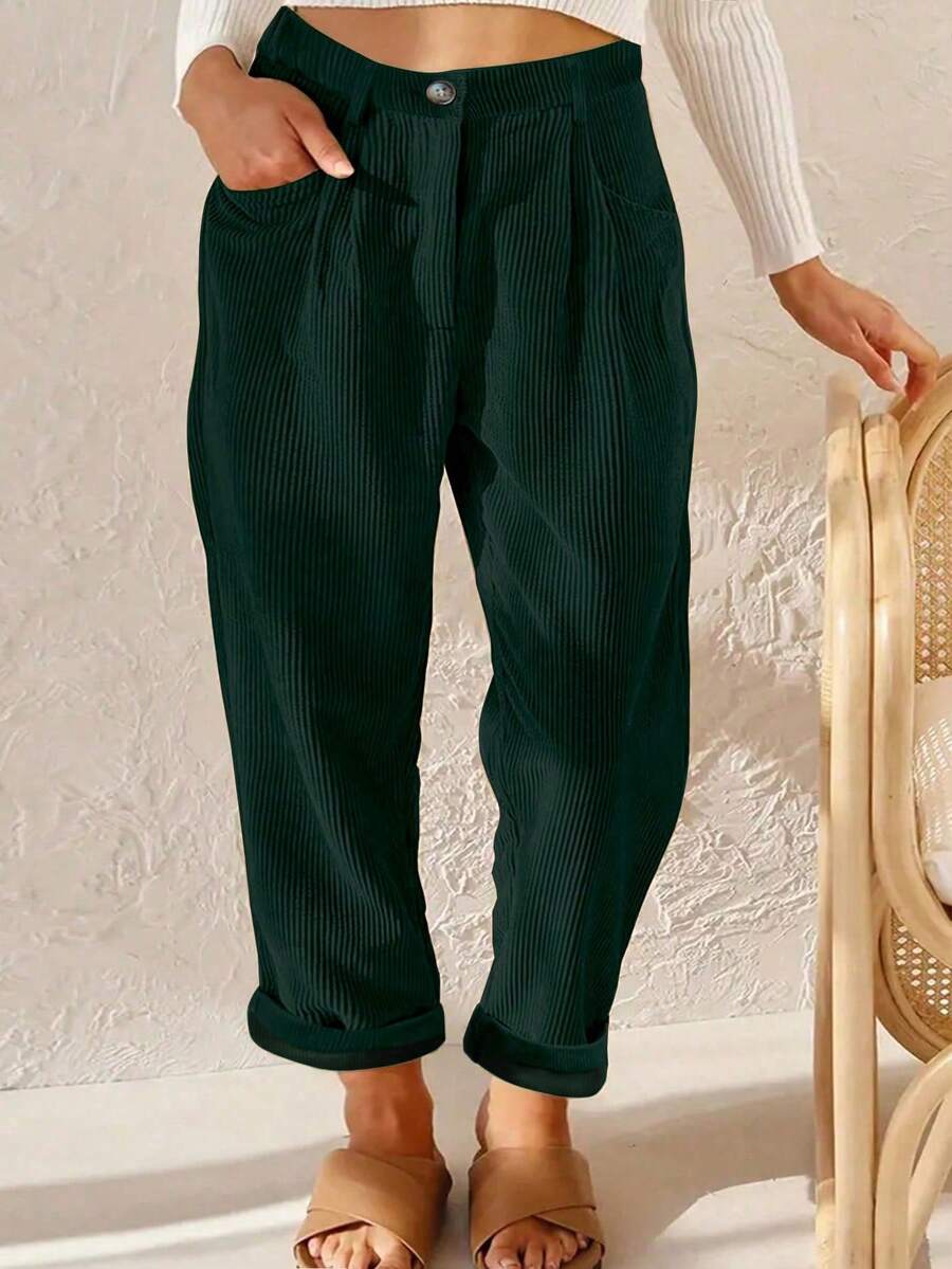 EMERY ROSE Plus Size Women's Regular Corduroy Straight Leg Pants