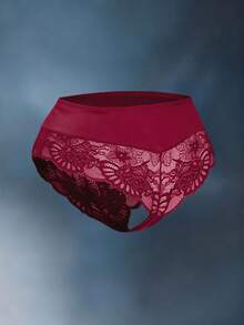 EmpressEnvy 1件加大码纯色蕾丝拼接性感优雅丁字裤