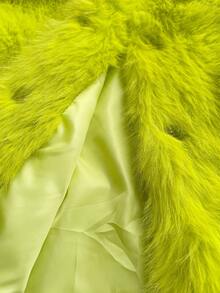 Allurite Áo khoác lông nhân tạo dài tay màu xanh huỳnh quang cỡ lớn thời trang dáng rộng, dài vừa phải, mùa đông - màu xanh lá - Xem 6