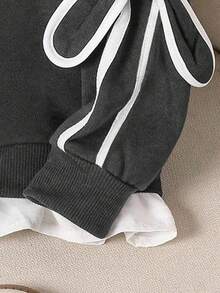 SHEIN Sudadera informal de 2 en 1 con decoración de mariposa para niñas preadolescentes, otoño/invierno - Gris Oscuro - Ver 6