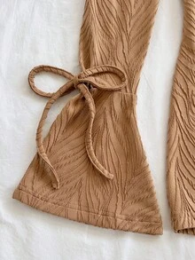 Soleia 露肩喇叭袖系带连体裤，休闲 - 棕色 - 查看 5