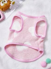 PETSIN 1pc White Love Pet Vest, Pink Autumn And Winter With Plush Warm Flannel Warm Pet Clothes - Pink - View 4