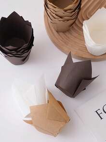 50 Stücke/Set Papier Kuchenförmchen, moderne einfarbige Cupcake Papierförmchen für Küche und Schule - Verschiedenfarbig - Übersicht 12