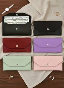 Cirelle 1 件 PU 皮革现金信封，可重复使用现金信封钱包，适合旅行和预算，多功能钞票钱包套信封夹硬币 - 彩色 - 查看 12