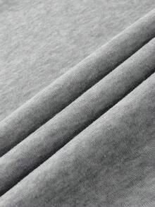 INAWLY Women's Fashionable English Print Dropped Shoulder Crew Neck Sweatshirt - Grey - View 3