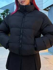 Bearsaez 短款女式冬季棉袄 - 黑色 - 查看 6