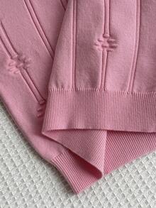 SHEIN Tween Girls Casual Long Sleeve Pullover Sweater, Autumn/Winter - Dusty Pink - View 4