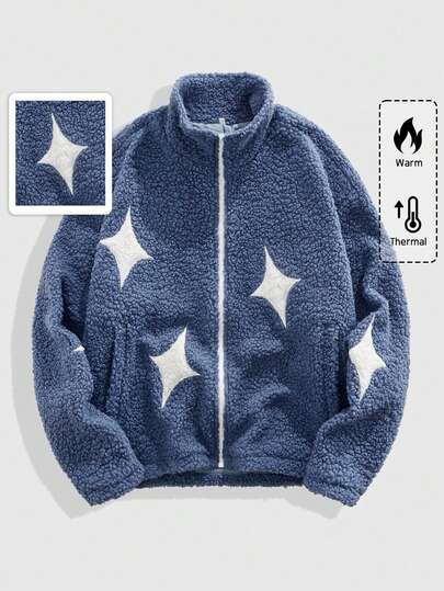 Street Life Chaqueta casual de hombre con bordado de estrella, otoño/invierno