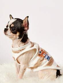 PETSIN 1 pieza Camiseta de tirantes para mascotas con estampado de osito atleta lindo, a rayas, de franela gruesa y cálida para otoño/invierno - Multicolor - Ver 7