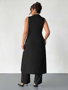 Firerie Plus Size Women Long Sleeveless Blazer Suit In Spring - Black - View 2